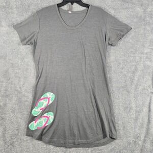 Instant Message Womens 2XL Gray Flip Flop Graphic T-Shirt Dress Summer Casual